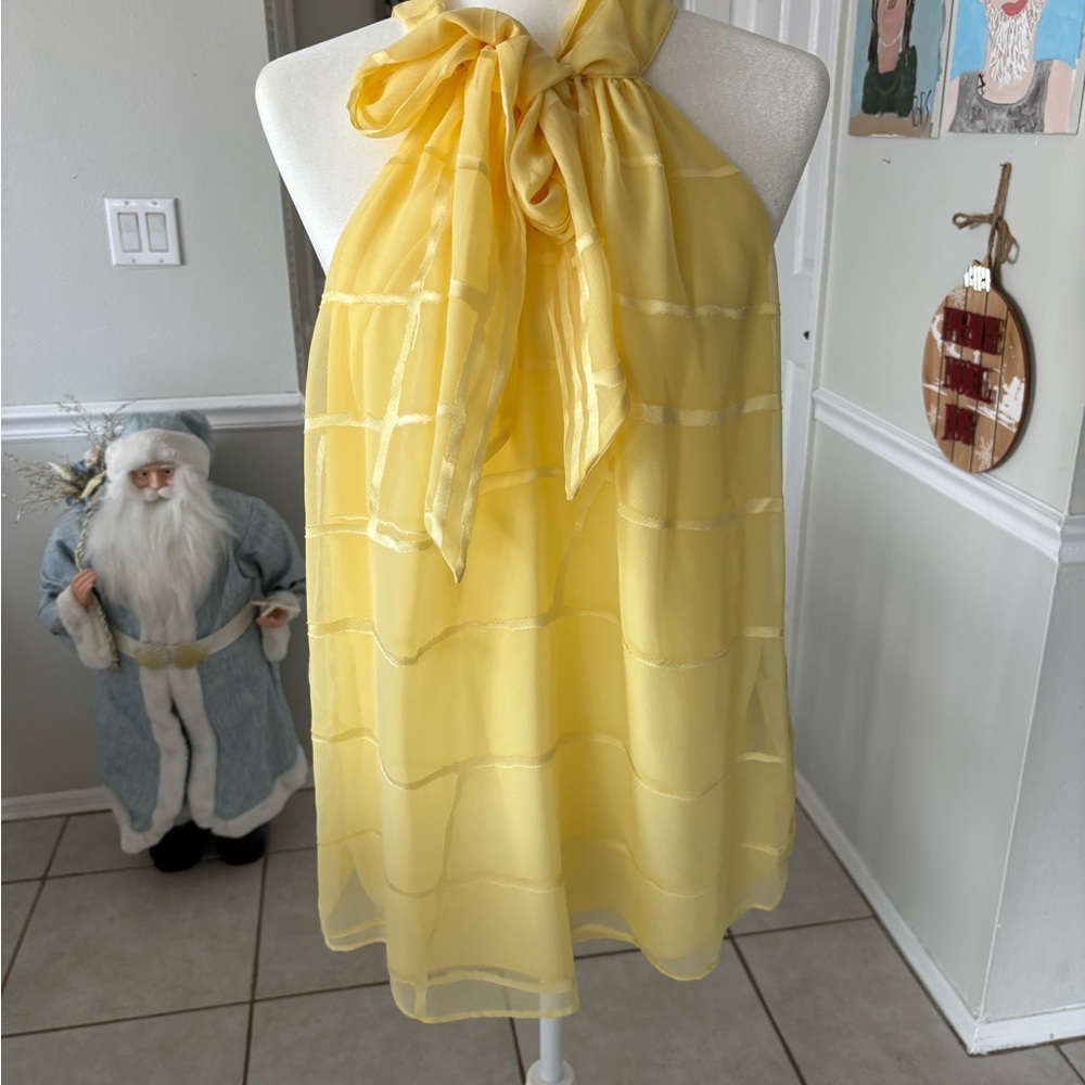Donna Karan Yellow Sheer Halter Top
